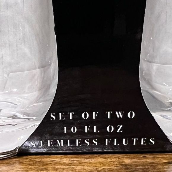 NWT Rae Dunn Salute & Cheers Champagne Stemless Flutes Set of Two 10 Fl Oz - Picture 5 of 6
